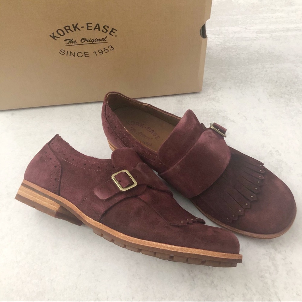 Kork-Ease Bailee Kiltie Monk Strap Suede Shoe 7.5